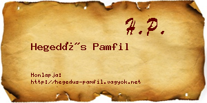 Hegedűs Pamfil névjegykártya